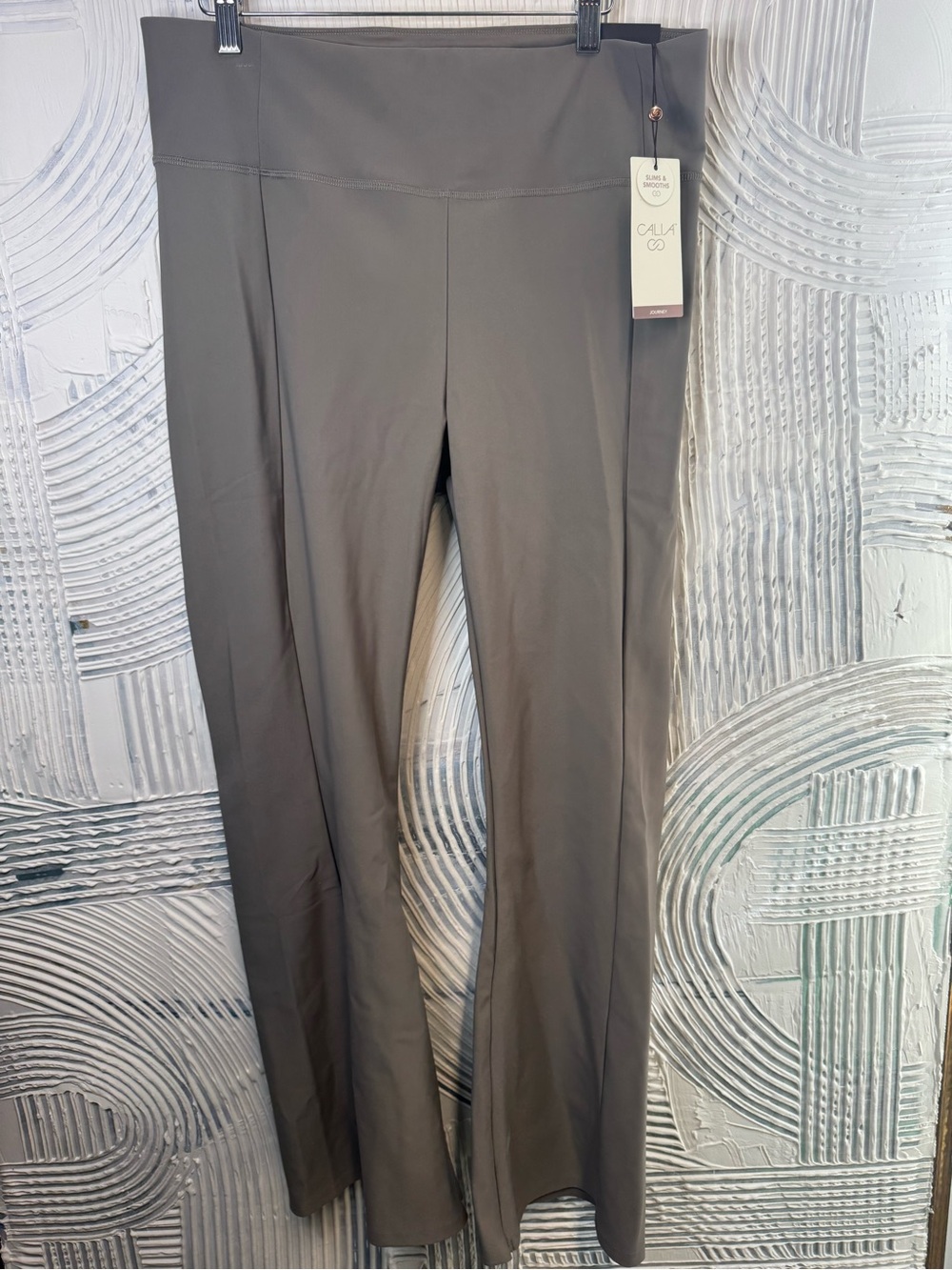 NWT CALIA Journey High Rise Flare Pants XL Brown Taupe StreetSculpt